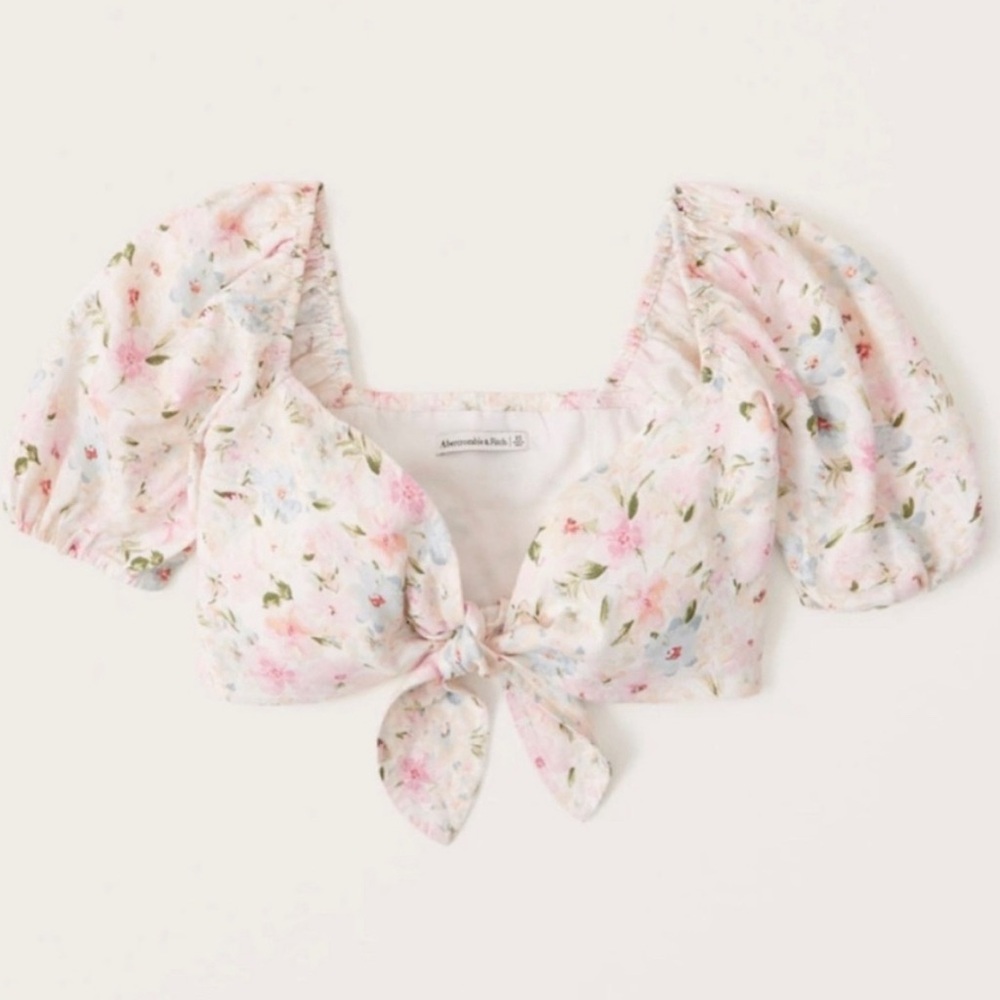 Abercrombie floral tie crop top